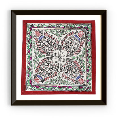 Madhubani Hand Made Painting | Meen Nritya | 10inch X 10inch with Frame