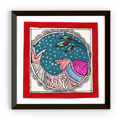 Madhubani Hand Made Painting | Samudra Ki Rani | 6inch X 6inch with Frame