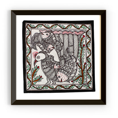 Madhubani Hand Made Painting | Suryodya Nritya | 10inch X 10inch with Frame