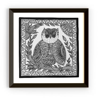 Madhubani Hand Made Painting | Kachni Uluk | 10inch X 10inch with Frame