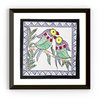 Madhubani Hand Made Painting | Sathi Sukh | 10inch X 13inch with Frame