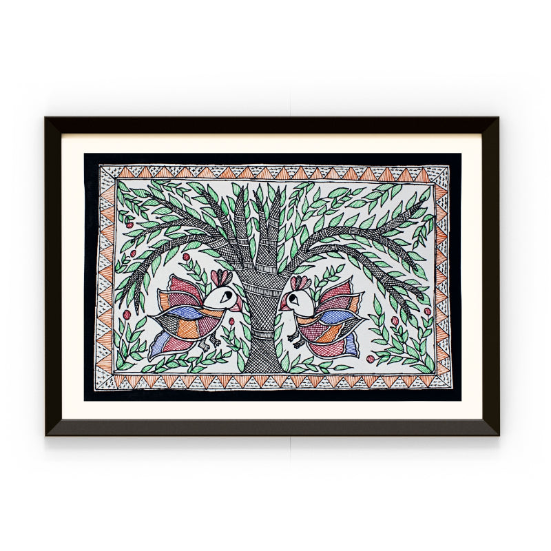 Madhubani Hand Made Painting | Van | 10inch X 13inch with Frame