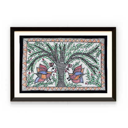 Madhubani Hand Made Painting | Van | 10inch X 13inch with Frame
