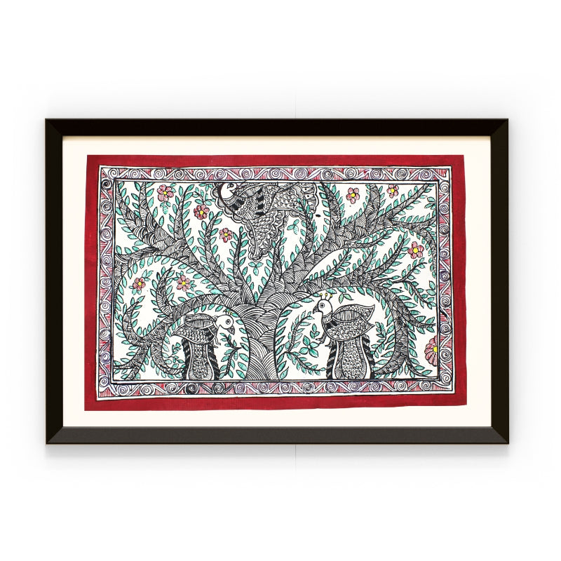 Madhubani Hand Made Painting | Mayur Bhogh | 10inch X 13inch with Frame