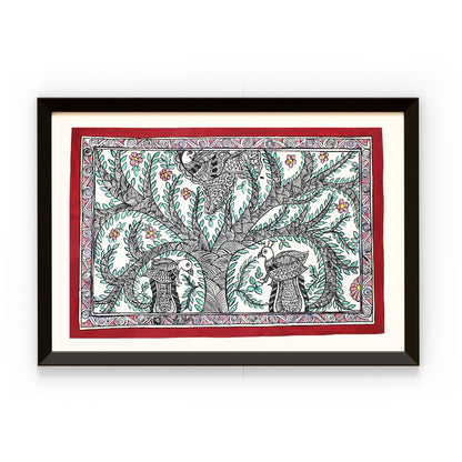 Madhubani Hand Made Painting | Mayur Bhogh | 10inch X 13inch with Frame