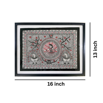 Madhubani Handcrafted Painting | Girl Carry Matka on her Head | 16inch x 13inch with Frame