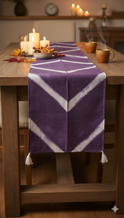Purple Cotten Table Runner Tye & Dyed 60x15 Inches