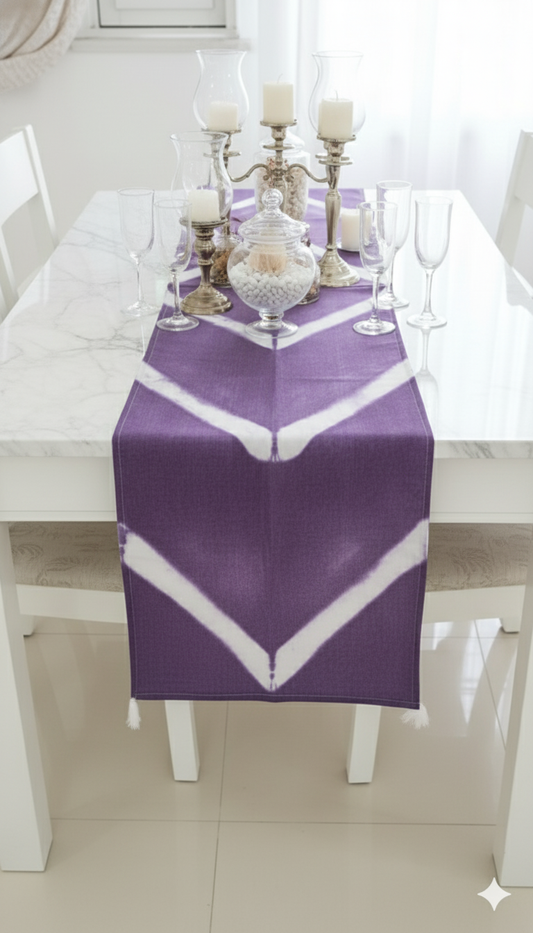 Purple Cotten Table Runner Tye & Dyed 60x15 Inches