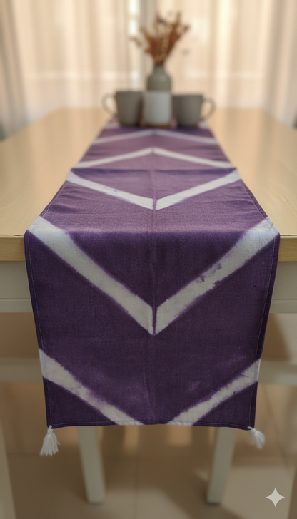 Purple Cotten Table Runner Tye & Dyed 60x15 Inches