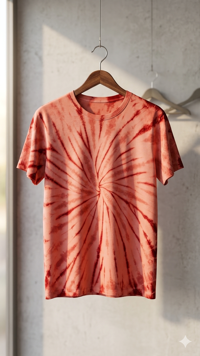 CORAL SWRIL Dyed Tshirt Orange | handmade Tshirt