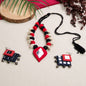 Tejasvi Handmade Fabric Jewellery Set - Adorn with Mirror & Kowrie