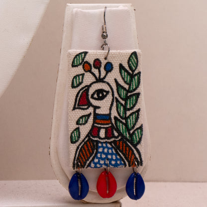 Madhubani Hand-Painted Peacock Necklace Set with Earrings