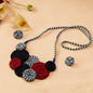 Fabric Spiral Necklace Earrings Jewellery Set for Women (Blue & Red)
