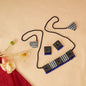 Tarang Fabric Square Necklace Earrings Jewellery Set for Women (Blue)