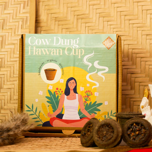 Premium Sandal Wood Cow Dung Hawan Cup (9 pieces)