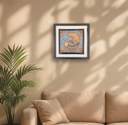 Madhubani Handmade Painting | Framed| jadui meen