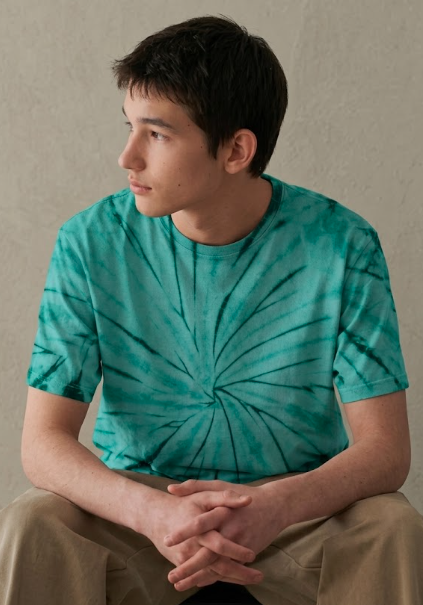 CORAL SWRIL Dyed Tshirt Green | handmade Tshirt