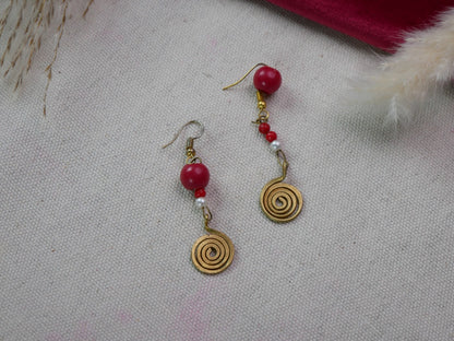 Laalima Beaded Spiral Dhokra Earrings
