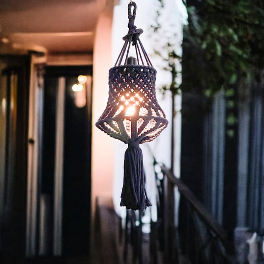 Macrame Ceiling Hanging Decoration | Blue Macrame Lamp