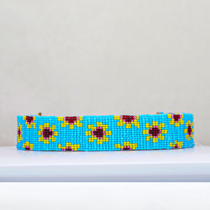 Sunflower | Handmade Blue Beaded Choker Necklace