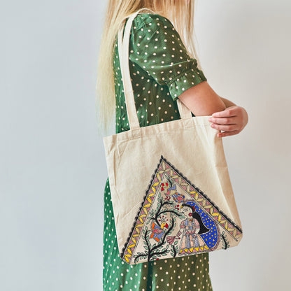 Madhubani Hand Painted Tote bags | Radha Van
